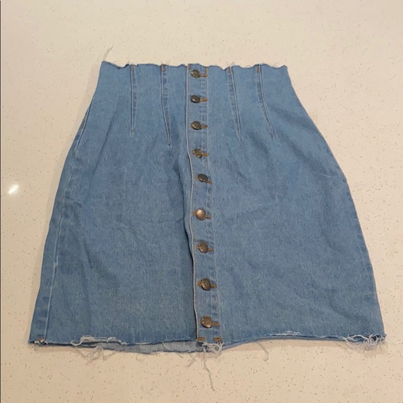 PrettyLittleThing Dresses & Skirts - High waisted - Button up Denim Skirt